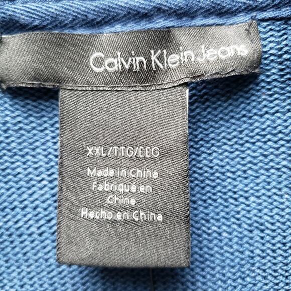 NEW Calvin Klein Jeans Faded Navy Men's Full Zip Blue Knit Sweater Cardigan XXL - Picture 9 of 12